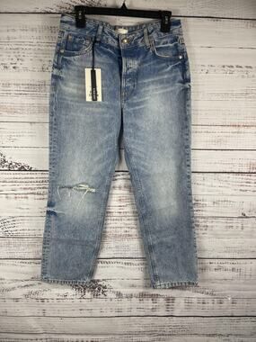 River Island Jeans Women's 10R Straight Leg Denim Edition Button Fly Distressed